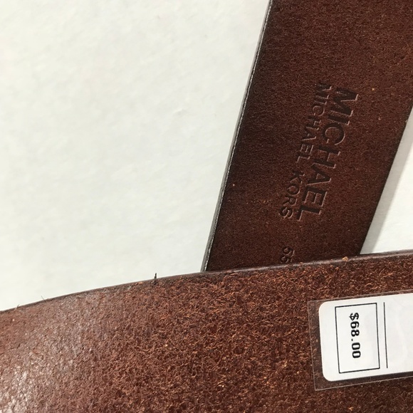 Michael Kors Brn Leather Gold Lock Belt S M L - Picture 4 of 4